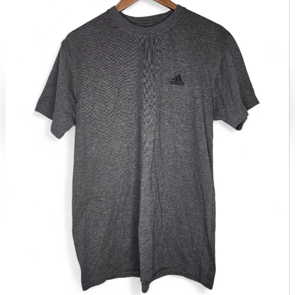 Adidas Logo Crew-Neck T-Shirt in Heather Charcoal Size L